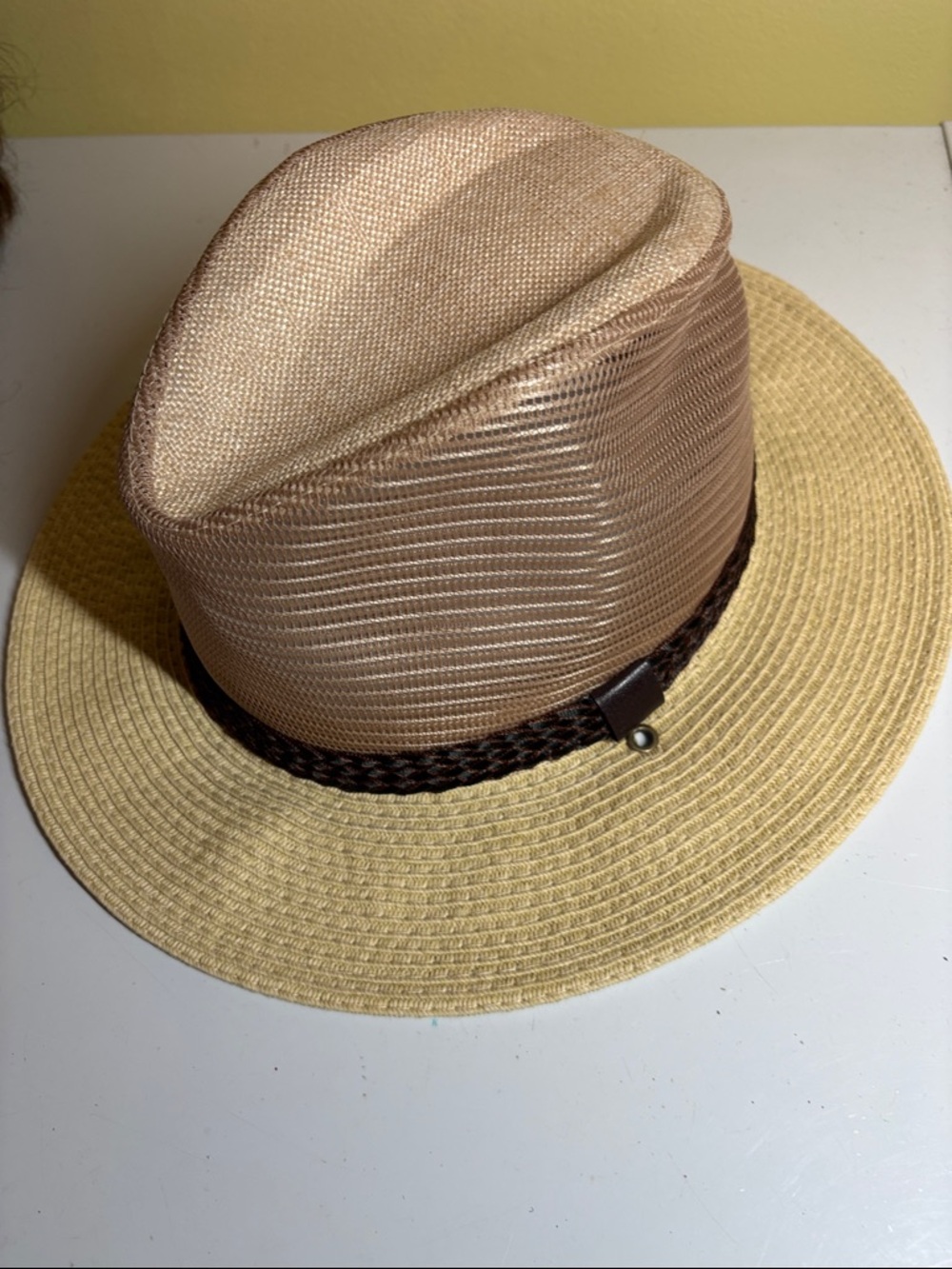 Jacobson Hat Co Paper/Poly Two Tone vented Fedora One Size